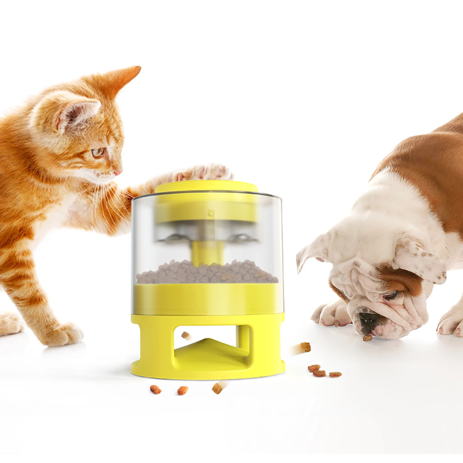 

Pet Food Feeder Dispenser Dog Food Feeder Container, Pink, white , yellow