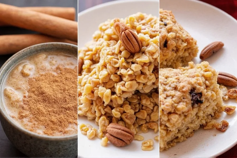 Various ways to use cinnamon in daily diet: sprinkled on oatmeal, in coffee, and in baking recipes