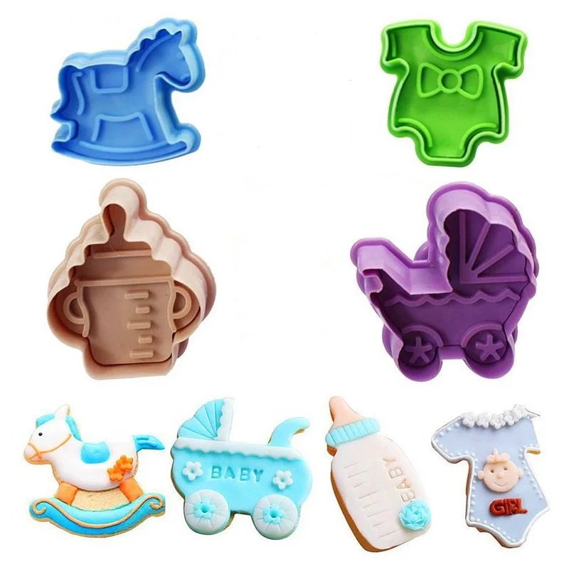 

Baby Theme Cookie Cutter Set Of Baby Bottles Baby Clothes Strollers Trojans Biscuit Pastry Mould Fondant Mold Cake Decorating