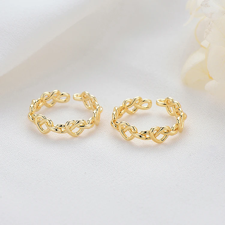 

Factory Wholesale 14K Gold Plated Heart Shape Open Adjustable Ring