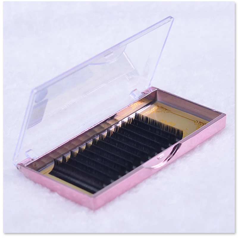 

2020 private label mink eyelashes extensions professional silk lashes tray Individual Russian volume eyelash extension, Natural black