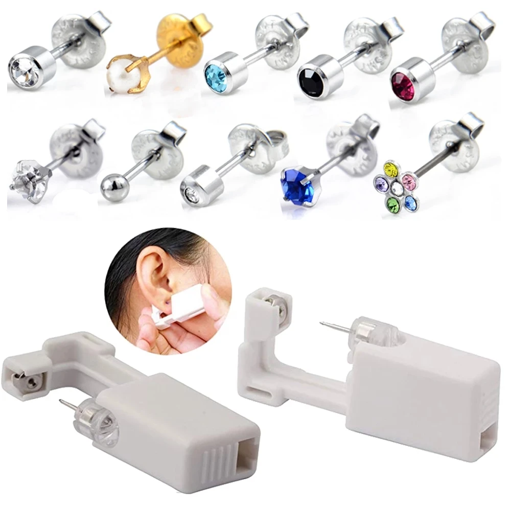 

Disposable Sterile Ear Piercing Unit Cartilage Tragus Helix Fast Piercing Gun Stud Choose with Cleaning Cotton NO PAIN Piercer