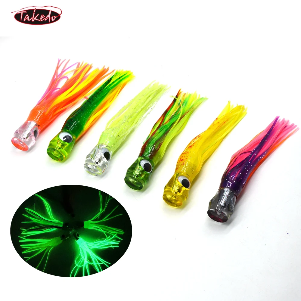 

TAKEDO SP01A Saltwater Fishing Trolling lures heads Dolphin Octopus resin Head sea Soft Squid Skirts Fishing Lures tuna lure