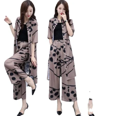 

2020 summer Korean version of the new suit women's casual plus size cardigan jacket wide leg pants fashion casual sets women