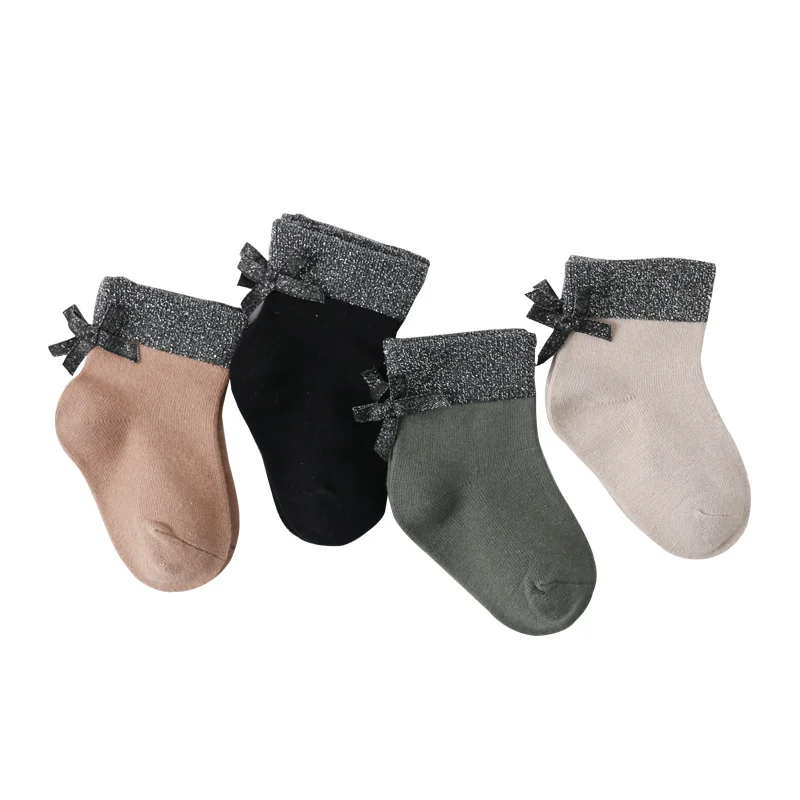 

OEM Design Cute Bow-knot Kids Socks Spring And Autumn Combed Cotton Baby Socks