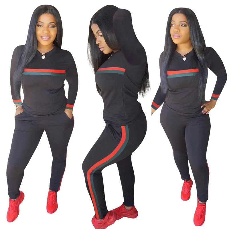 

J9781 Wholesale male ladies fashion slim long sleeve sport wear two piece jogger set for women clothing, 10 colors