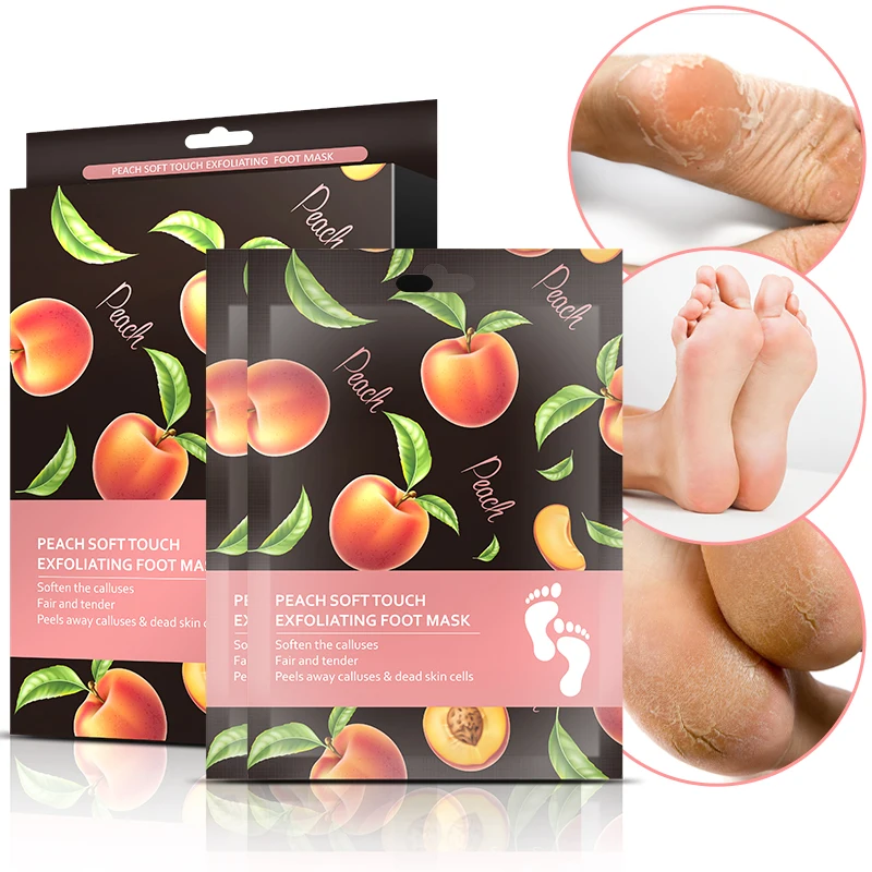 

peach foot peel mask natural footmask organic peel custom private label peeling nourishing exfoliating foot mask socks