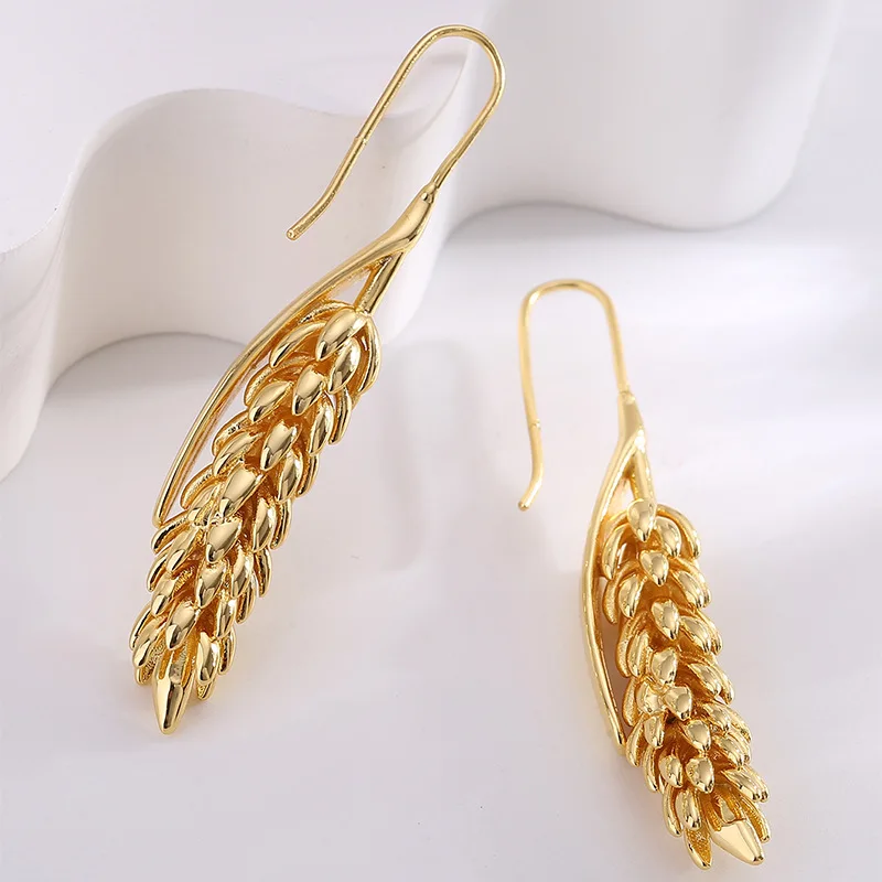 

Creative Bohemian Elegant Ear Pendant Earhook Female Personality Fashion design Gold plated Brass Earrings