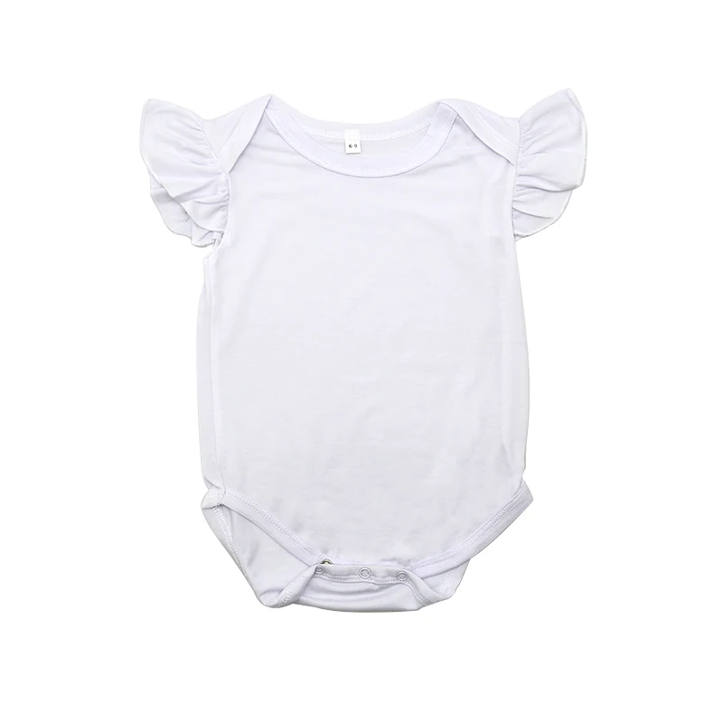 

Sublimation Blank Baby Romper Ruffle Bubble Short Sleeve Onesie for Baby Girls, White