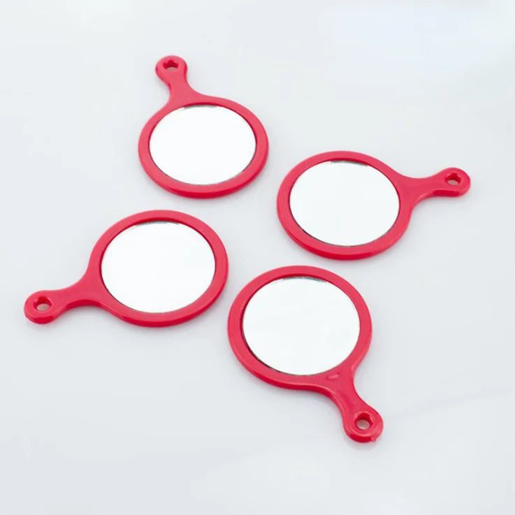 

Mini Pocket Portable Mirror Round Handle Mirror, Black/white/pink
