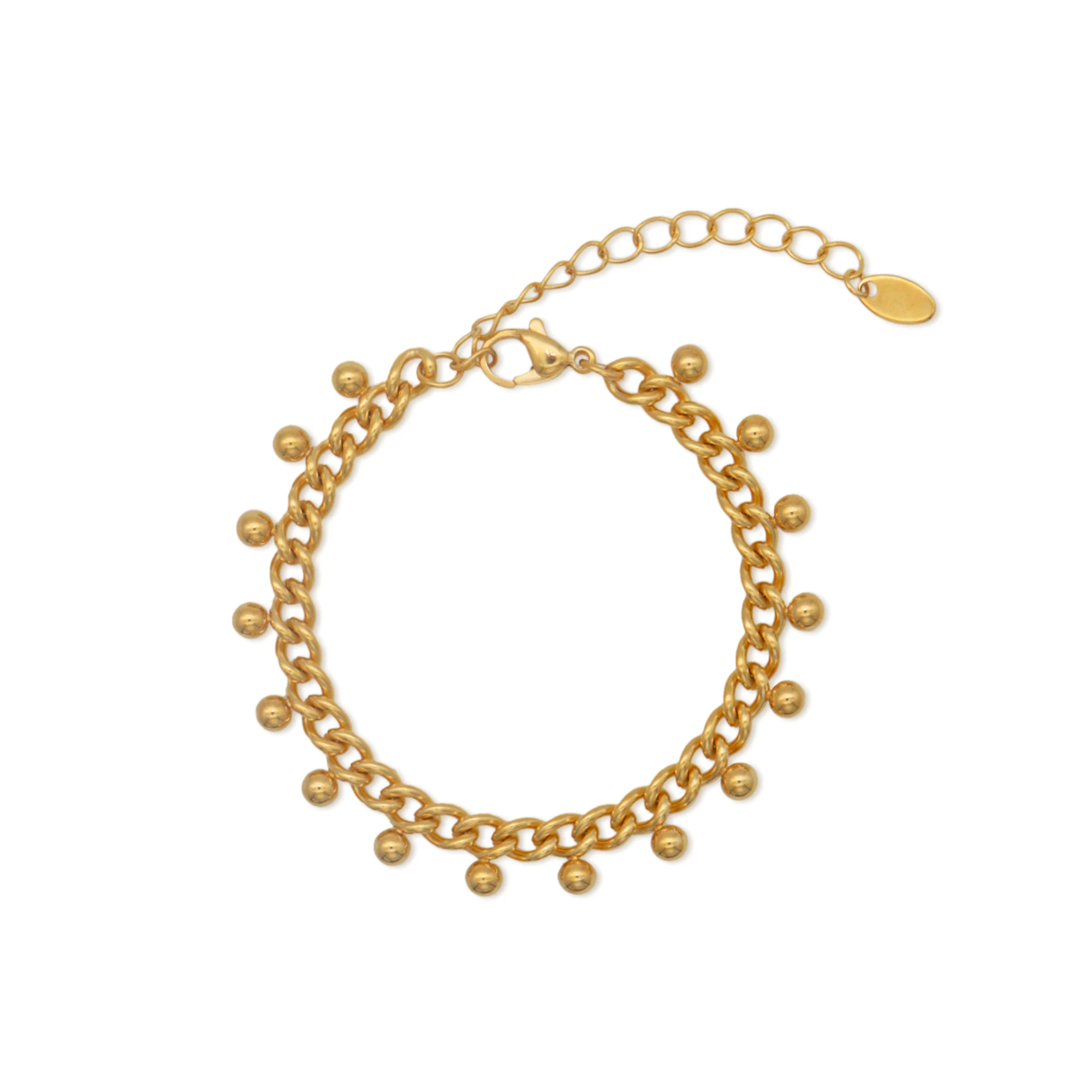 Chris April fashion jewelry PVD gold plated 316L stainless steel ball chain Bracelet for women