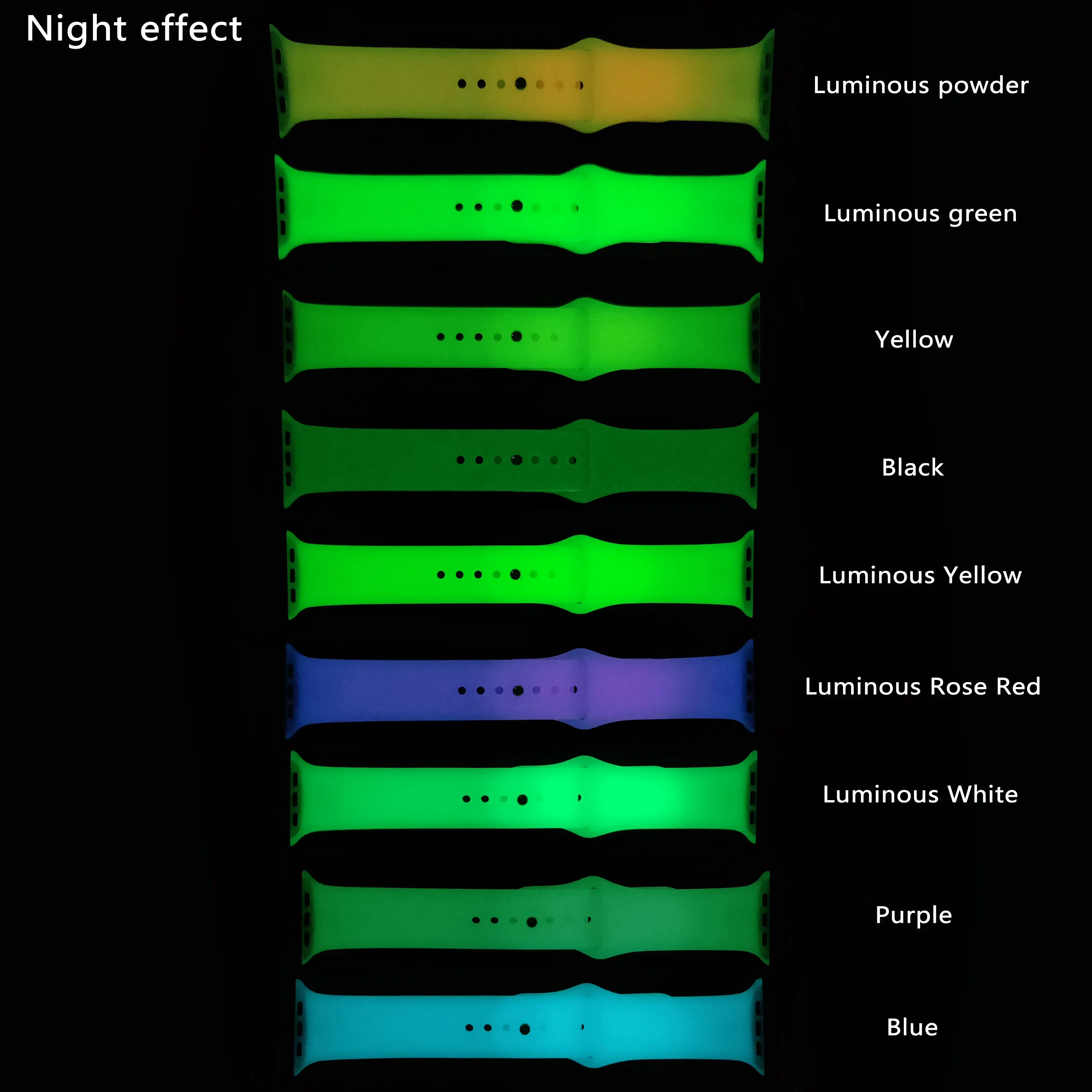 

Watch Band Glow in Dark Luminous Fluorescent Strap Night Vision Watch Band for Apple Silicone Strap for Iwatch