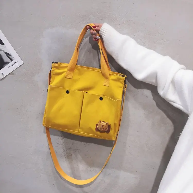 

Wholesale sales promotion custom 2020 new fashion cotton tote bag, White/black