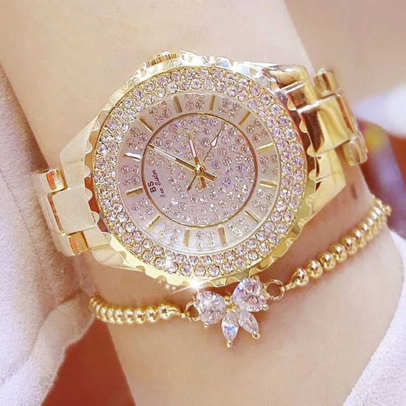 

BS Explosion Models New Top Selling Watches Factory Direct Sales Custom full Diamond Women Watch, 3-colors