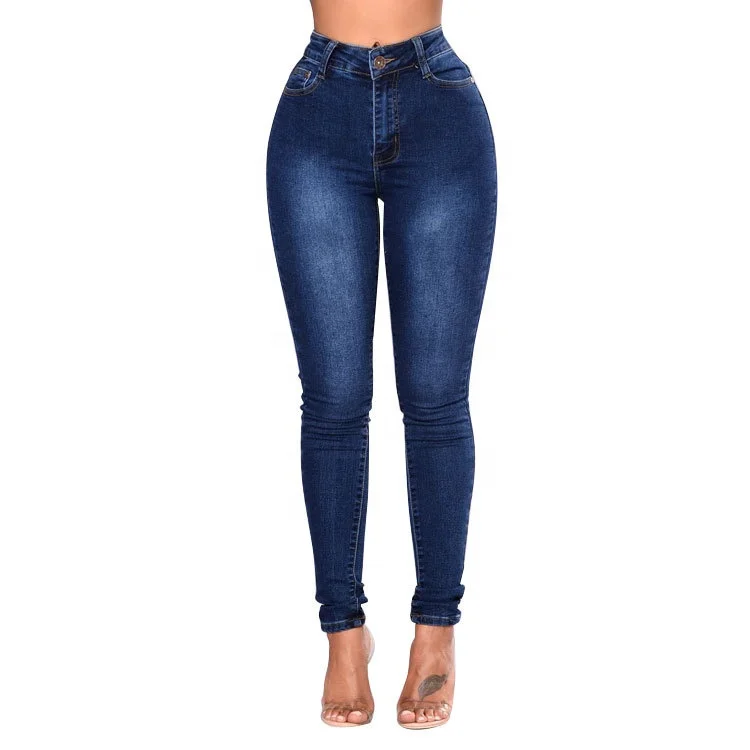 

Spring 2020 solid color skinny elastic pencil cheap casual jeans women denim pants