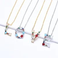 

Multicolor fashion charm Gold 26 Alphabet pendant zircon initial letter Couple Name necklace