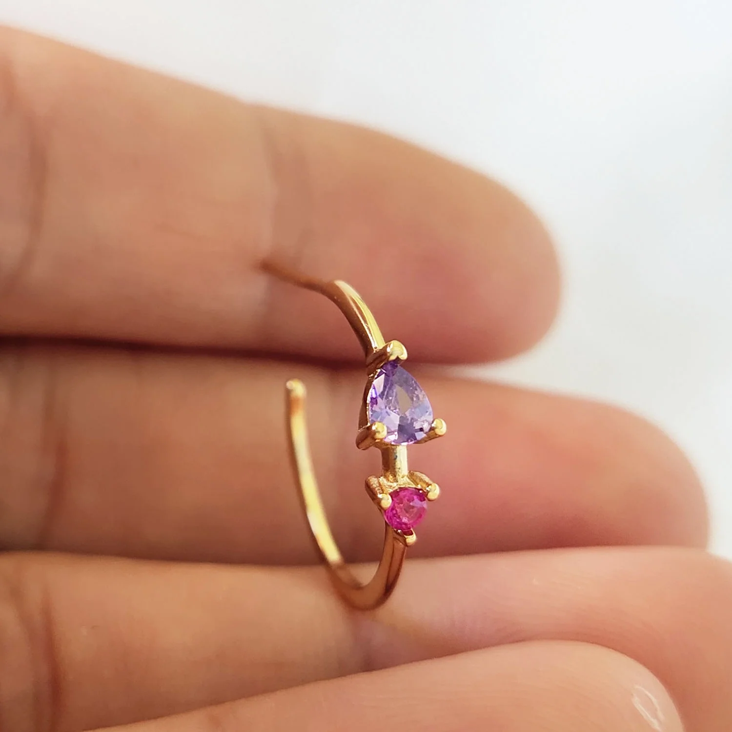 

Wholesale Jewelry 925 Sterling Silver Gold Cubic Zirconia Open Hoop Earring with Stud