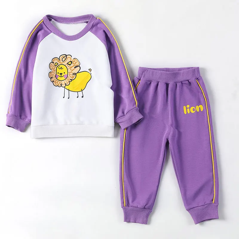 

Spring new animal printed o neck Sweatshirts pants girl's clothing set children sport tracksuit 2 pcs clothes set, Picture
