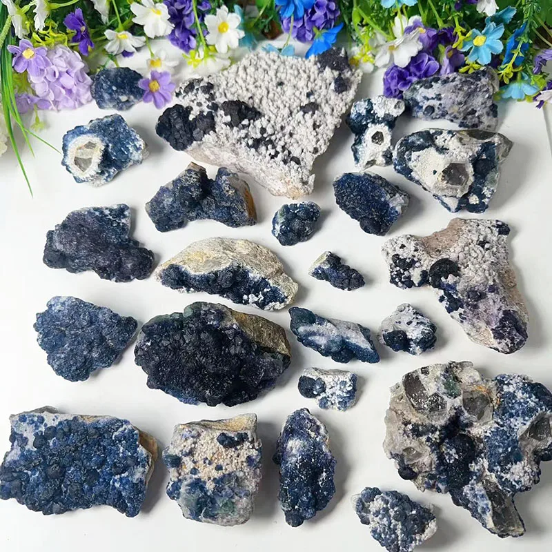 Raw Blue Fluorite Specimen Healing Stone Natural Blue Fluorite Crystal Cluster Mineral for Decoration