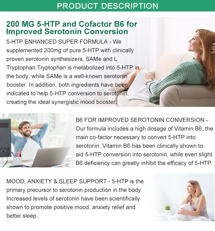200 Mg Product 5htp Antidepressant 5htp Plus Serotonin Capsules