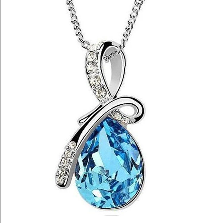 

Explosion trend jewelry accessories water drop crystal diamond pendant jewelry alloy necklace set chain, As the picture show