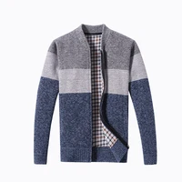 

new style crew neck long sleeve stripe zipper knitted man jacket cardigan