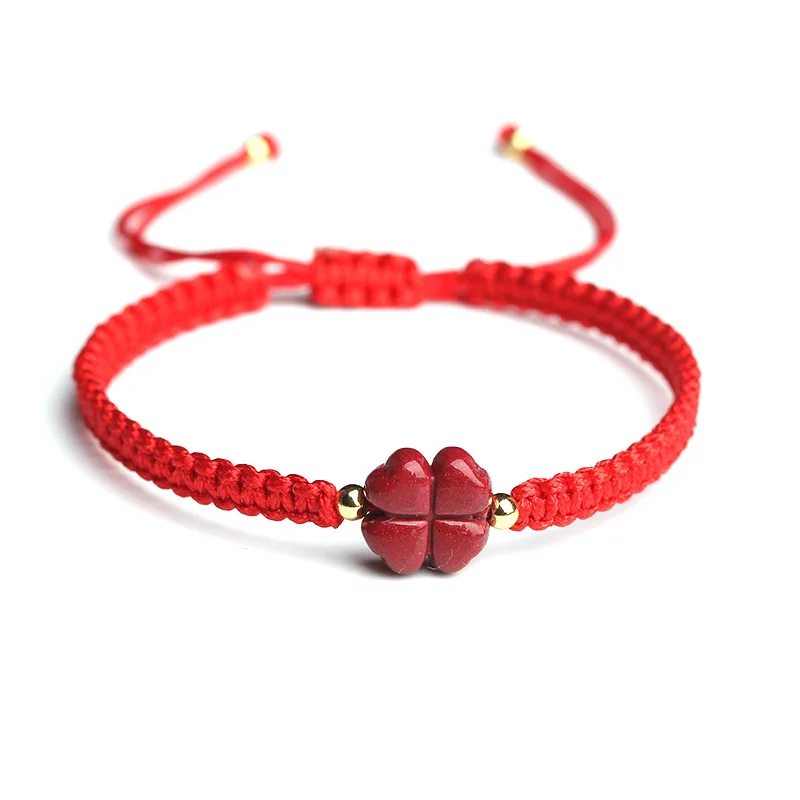 

G18 Adjustable Friendship Jewelry Hand Braided natural cinnabar Bracelets Lucky Red String hand-woven Bracelet