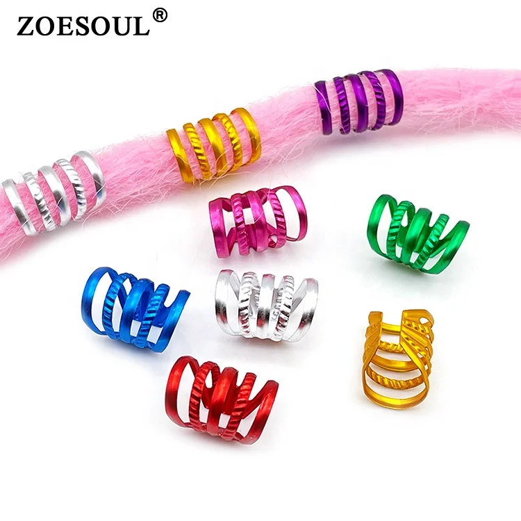 

Best Selling 1PC Dreadlock Jewelry Adjustable Hair Braid Rings Cuff Clips Tube Hair Beads For Braids, 7 color available