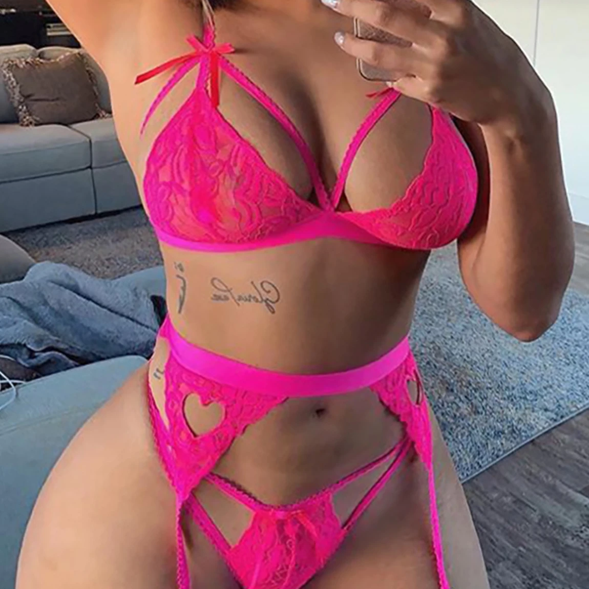 

ZZYUP New Arrival Fashion Women Pink Lace women lingerie Set Sexy Lingerie
