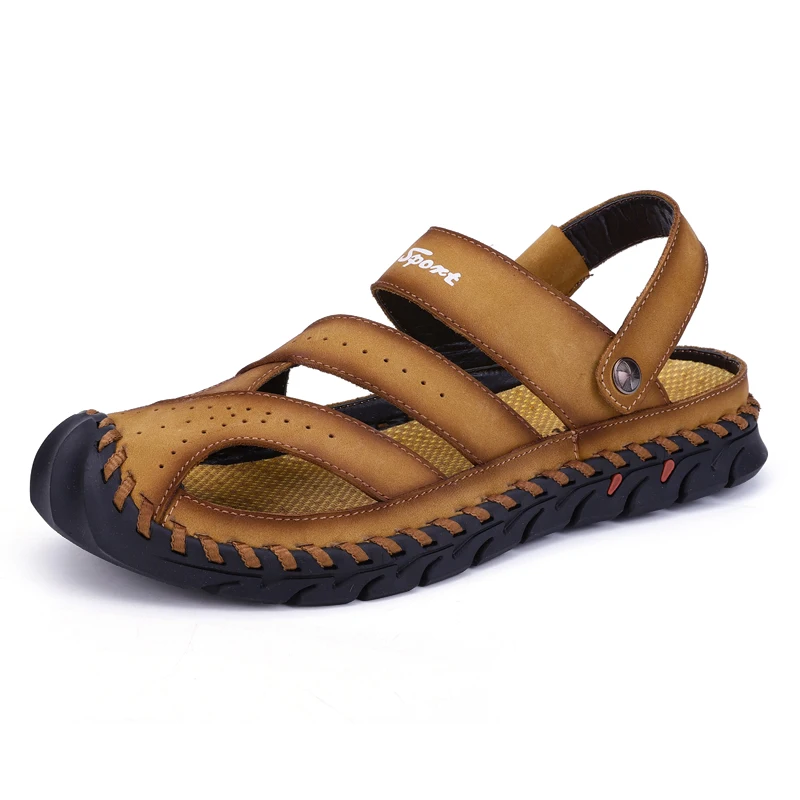 

High Quality Summer Holiday Slip Resistant Full Grain Leather Men Beach Sandals, Any color