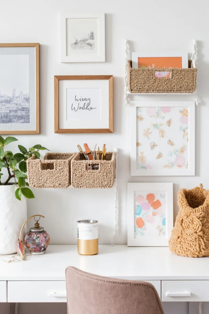 Family-friendly work desk layout diagram