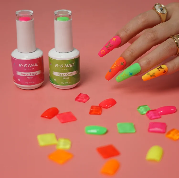 

Neon Pigment Crystal gel Nail Gel For Nail Polish Nail Art neon 6 colors gel polish set