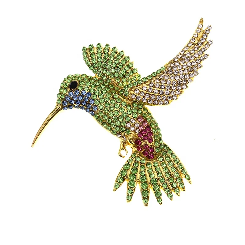 

Free Shipping New Animal Rhinestone Hummingbird Brooch Pin Bird Women Jewelry Gift Brooches, As picture