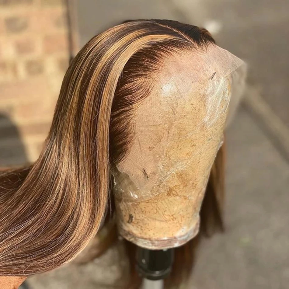 

13x4 human hd lace front 180% density virgin hair highlighted wigs with color hd highlighted 28 inch human wig for black women