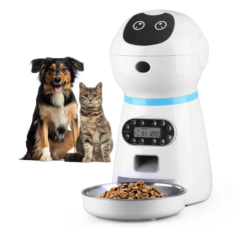 

Intelligent Automatic Robot Feeder Voice Control Anti Blocking Food Pet Feeder, White