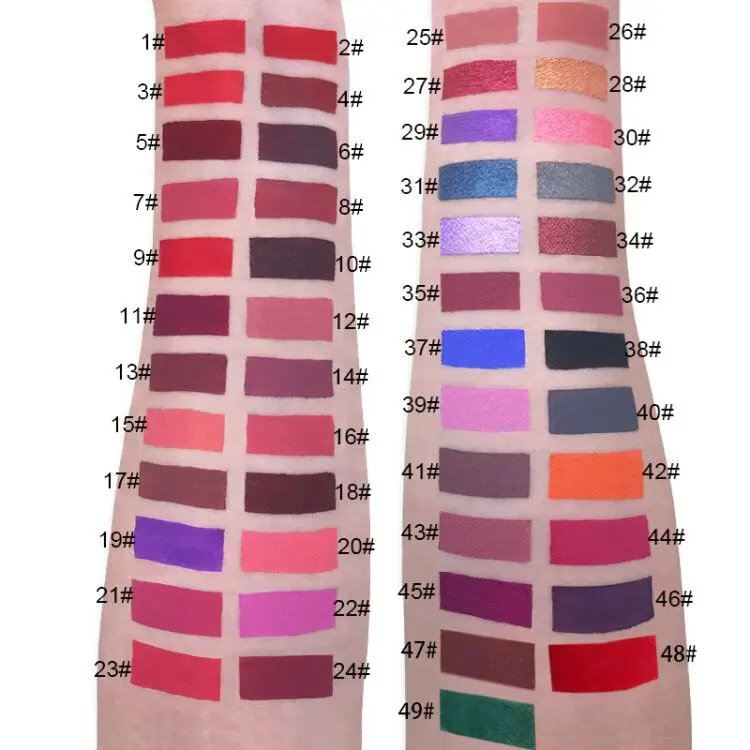 

49 COLORS matte lipstick private label vegan and waterproof organic cosmetics wholesale liquid lipstick