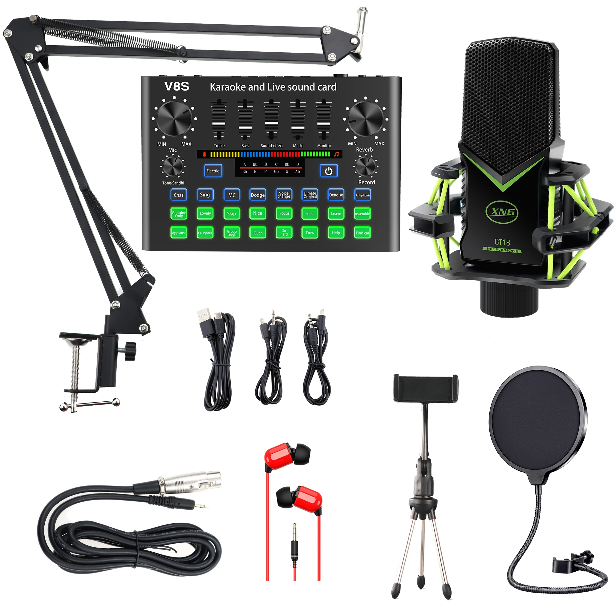 

V15 sound card and GT18 MICR microphone professional live stream studio kit