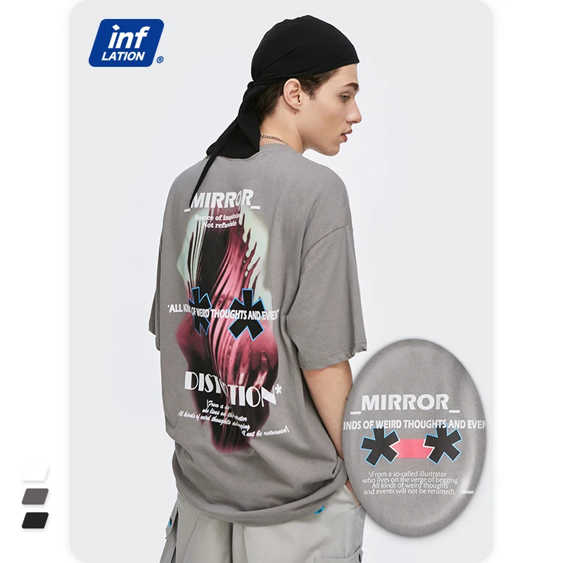 

Wholesale Summer Harajuku Funny Men Tshirt Loose Fit Streetwear Printed Oversized T-shirt, White,black,grey green,grey purple