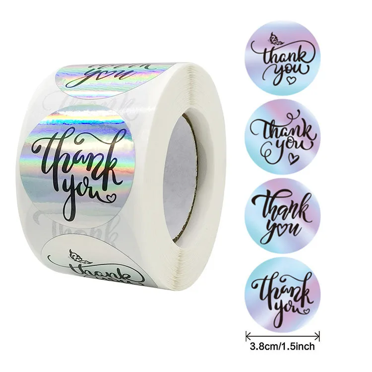 

Thank you stickers with gold foil stamping colorful Square shape Thank Eco-friendly packaging labels stickers