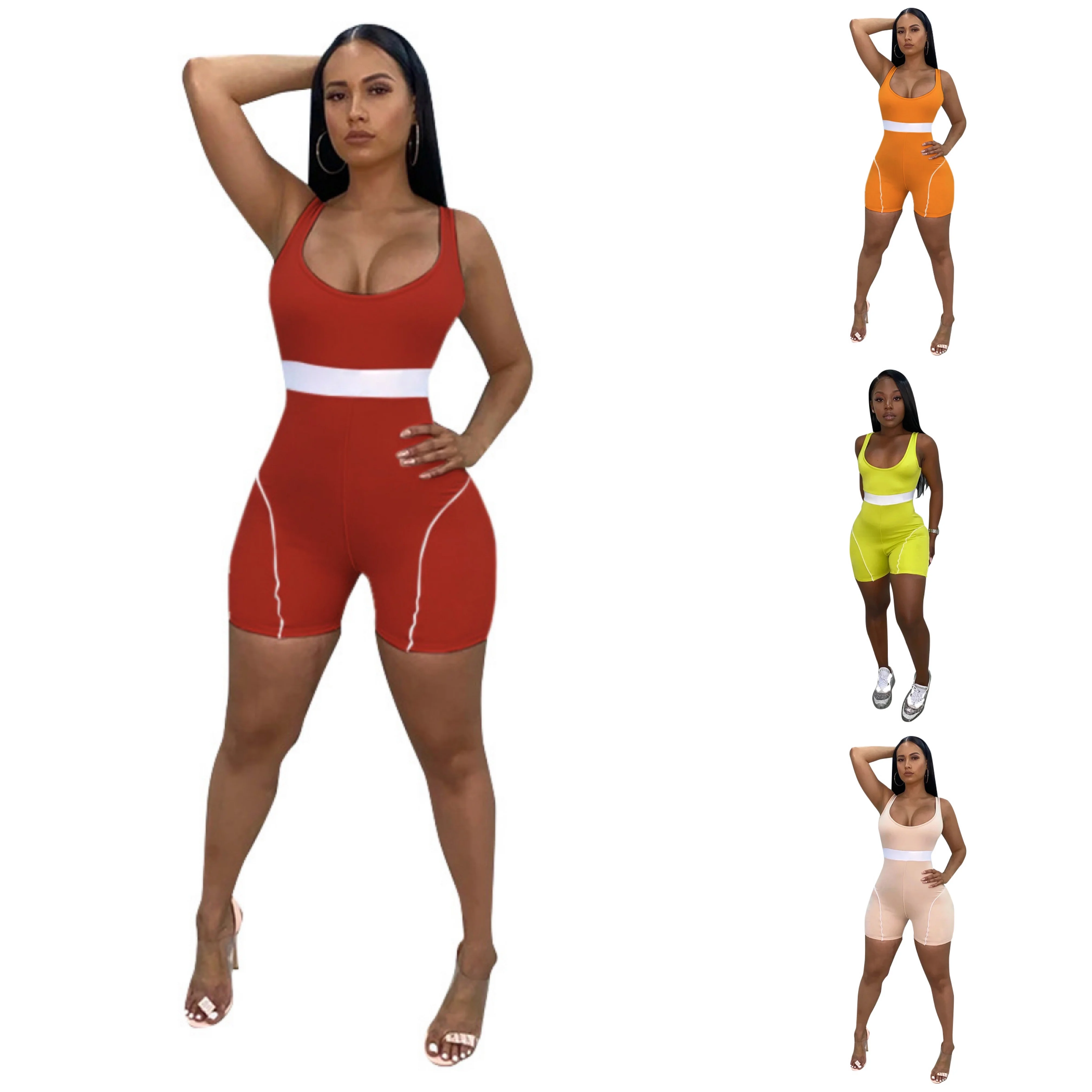 

women summer knitted rompers shorts playsuit knitted bodycon backless jumpsuits ladies fitness wear