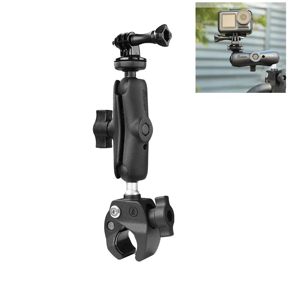 

MWUPP Hot Sale Motorcycle Handlebar Clamp Ball Base Sports Digital Camera Mount, Black