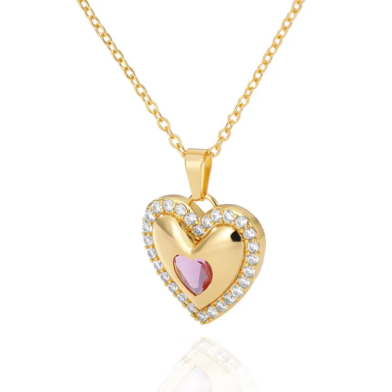 

Personalized Heart Crystal Gold And Silver Pendant Stainless Steel Necklace