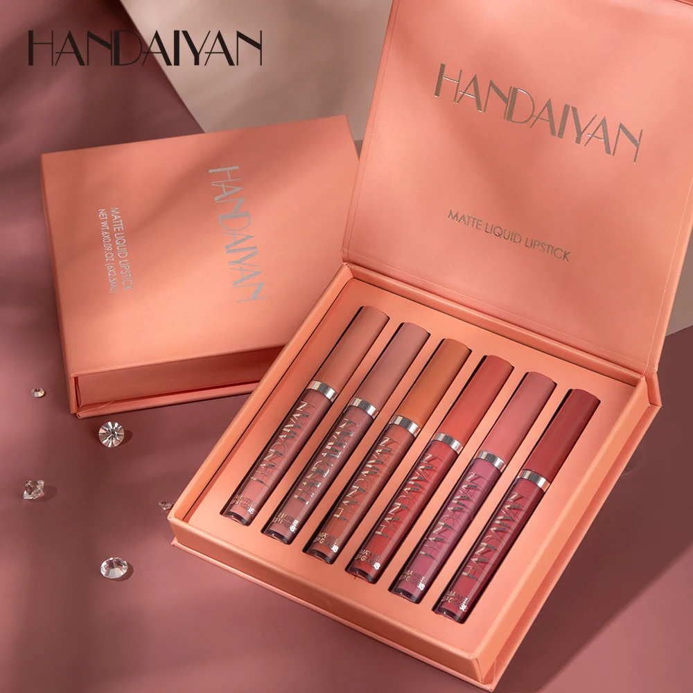 

Handaiyan Custom 6colors Sets Lip Gloss Smoke Tube Custom Hot 6 color Lipgloss Gift Set Christmas Packaging Lipgloss set
