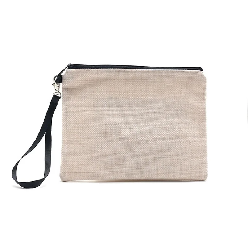 

new product ideas 2022 Wholesale linen Custom Wristlets Cosmetic Bag Sublimation Blank Linen Makeup Bag, Blanks for sublimation
