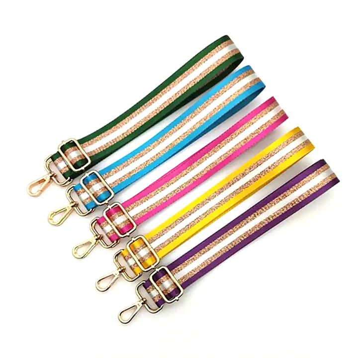 

Meetee B-J2080 New Fashion Color Gold Thread Stripe Webbing Handbag Accessories Long Shoulder Bag Strap