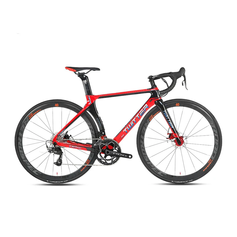 

Twitter Lowest Price Carbon Fiber Road Bike 22 Speed 700c Disc Thru Axle Brake Carbon Cyclocross Bike, Blackred / black / red