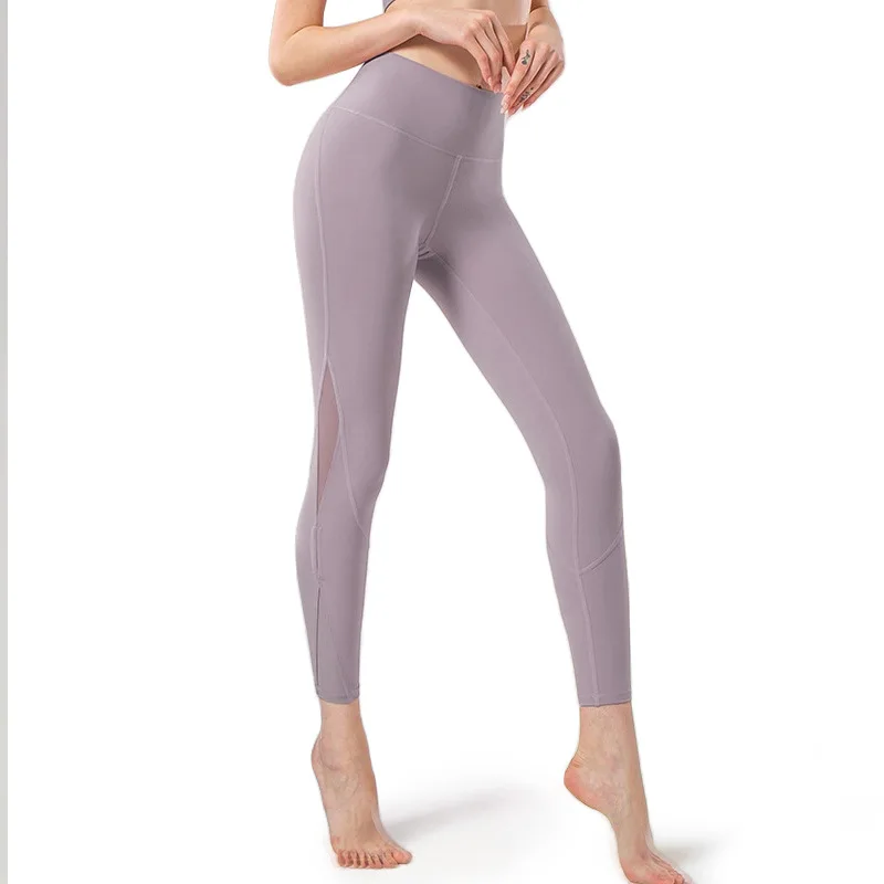 

Spot peach hip sexy sports tights belly high waist hip yoga pants mesh fitness pants