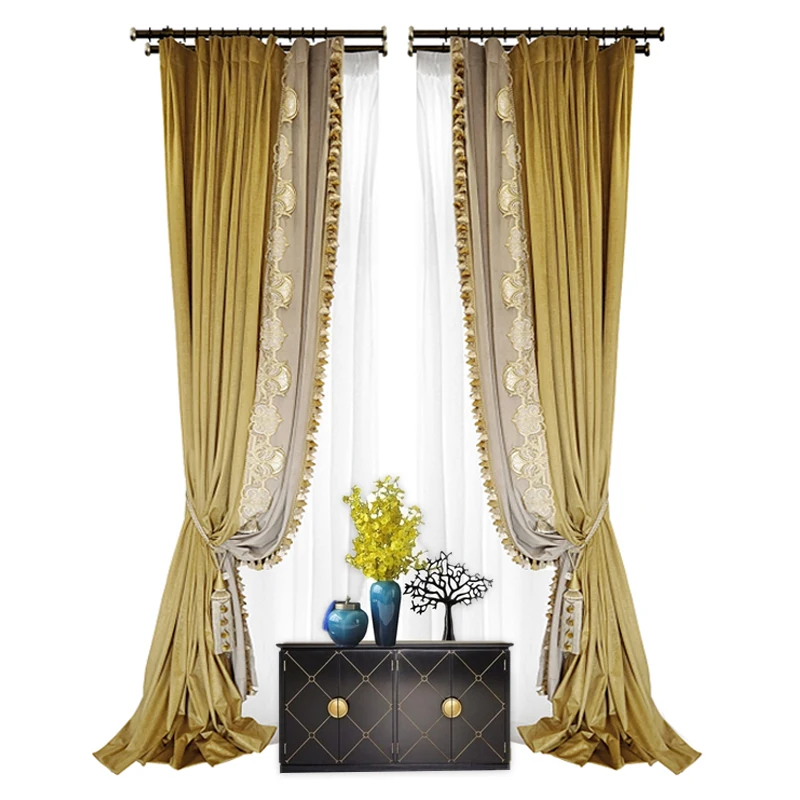 

Foundation (new) European luxury house tend porda curtain design blackout facecloth cashmere curtains for the living room