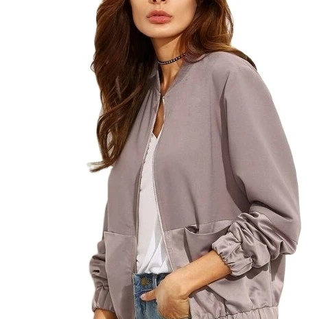 

Fashion Color Block Panel Women Bomber Jacket For Women