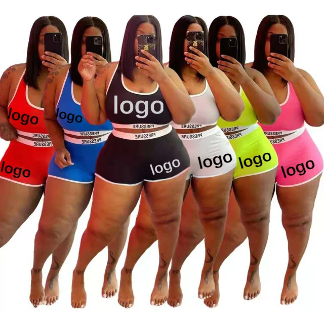 

custom logo Summer Casual sexy swimsuit 2 two-piece sports suit running suit ladies plus size yoga suit sweatsuit women sets